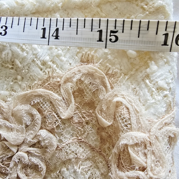 Vintage Paule Vasseur Elegant Tweed Cream Skirt Light Wait Size M - Picture 10 of 12